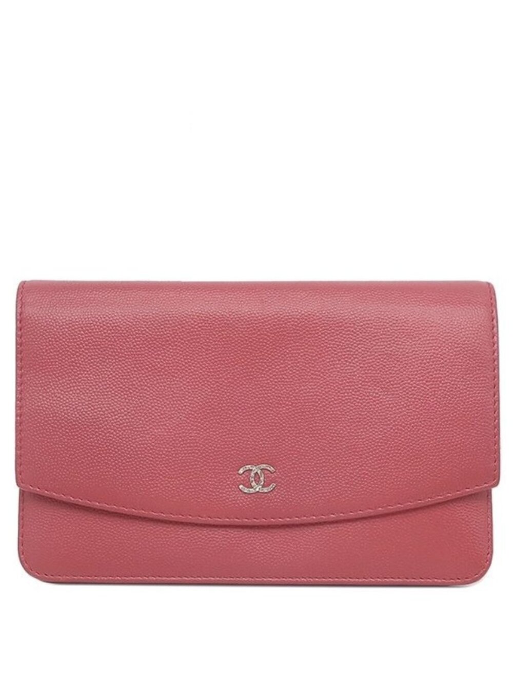 Chanel Chain Wallet CC Logo Shoulder Bag Caviar Leather Pink Silver Yes 18